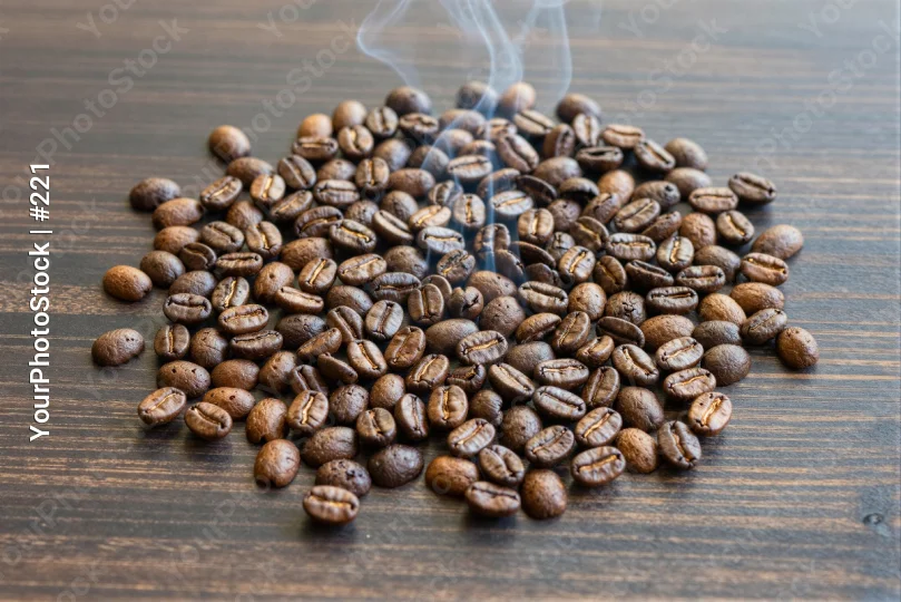 Freshly Roasted Coffee Beans on Wooden Surface