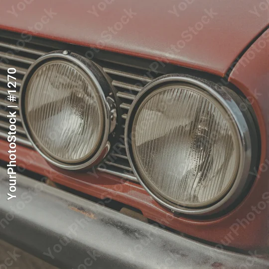 Red car front grille with chrome finish and new headlights