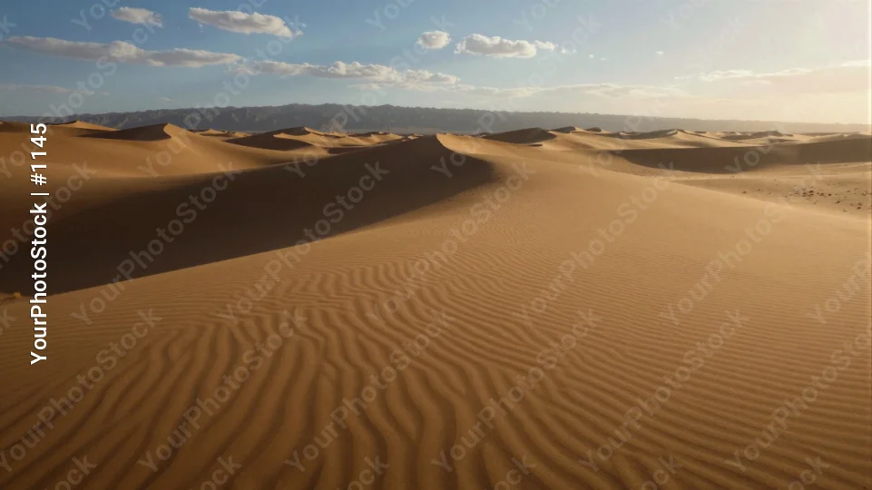 Desert Landscape with Blue Sky and Sun clouds