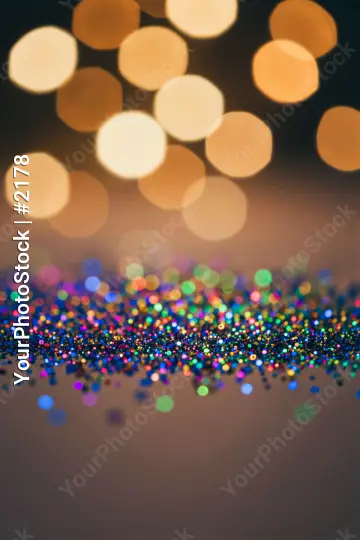 Glittery Surface with Bokeh Lights on Night Sky