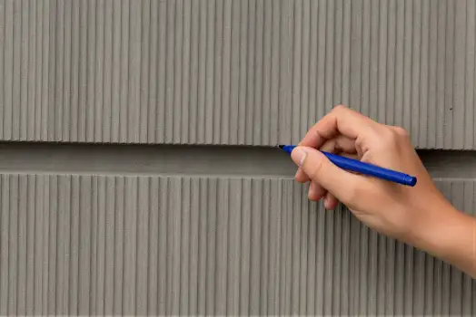 Hand Writing with Blue Pen on Corrugated Metal
