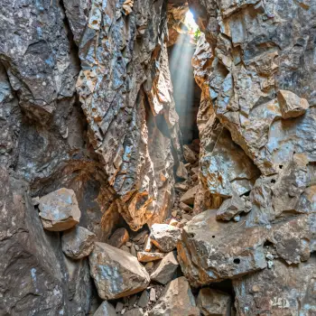 Rocky Cliff Face with Waterfall close-up natural landscape