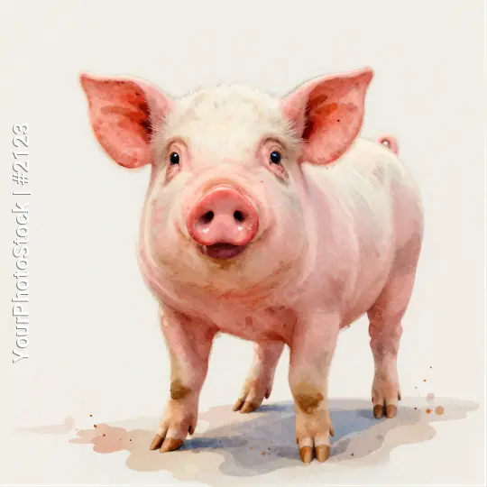 Pink Pig Standing Playfully digital illustration