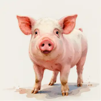 Pink Pig Standing Playfully digital illustration