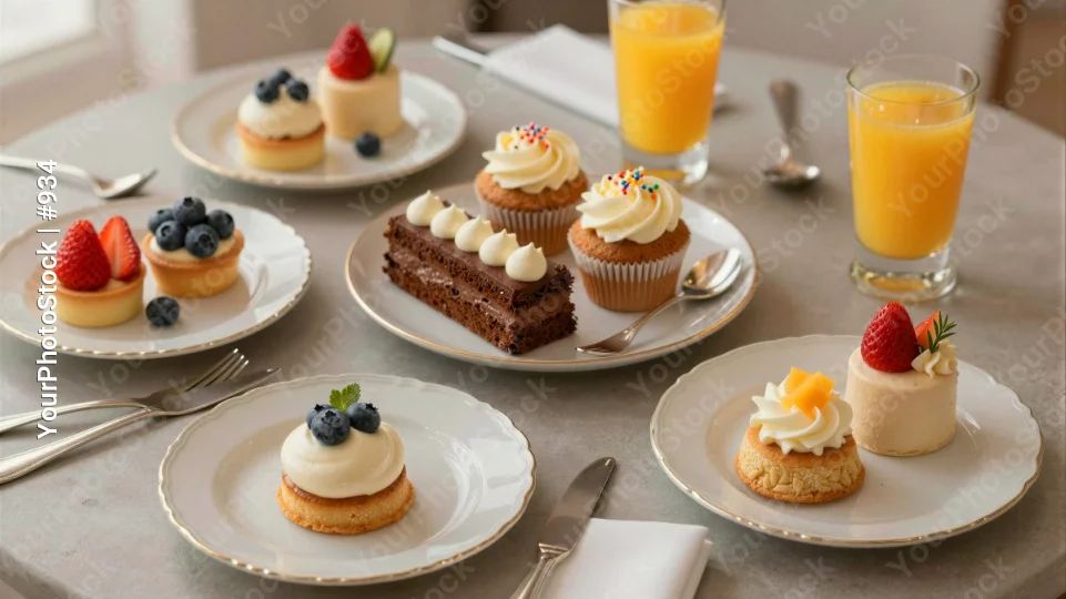 Table with Desserts and Drinks table setting kitchen