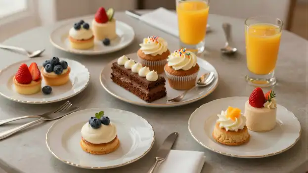Table with Desserts and Drinks table setting kitchen