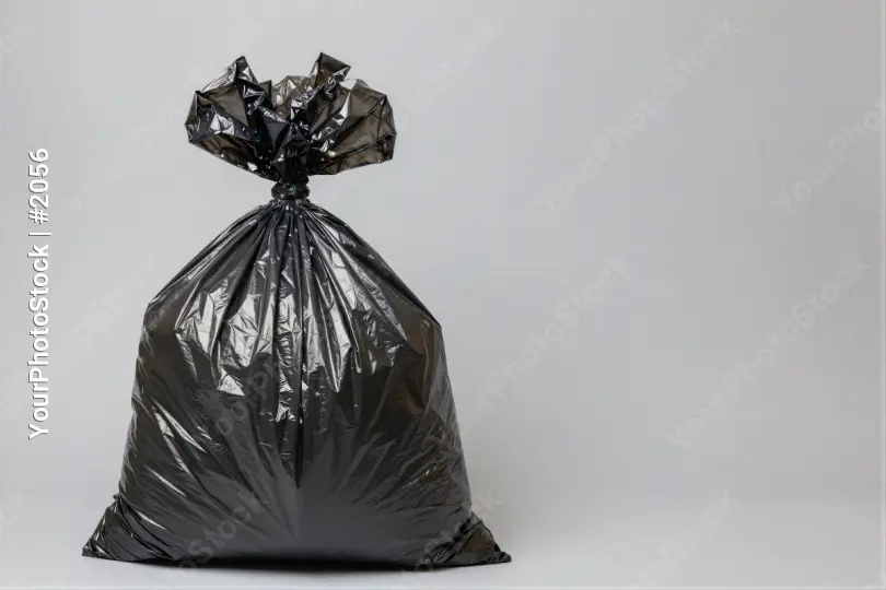 Black Garbage Bag on White Background crumpled recycle