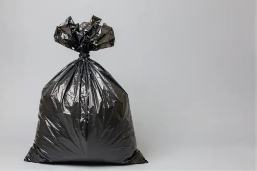 Black Garbage Bag on White Background crumpled recycle