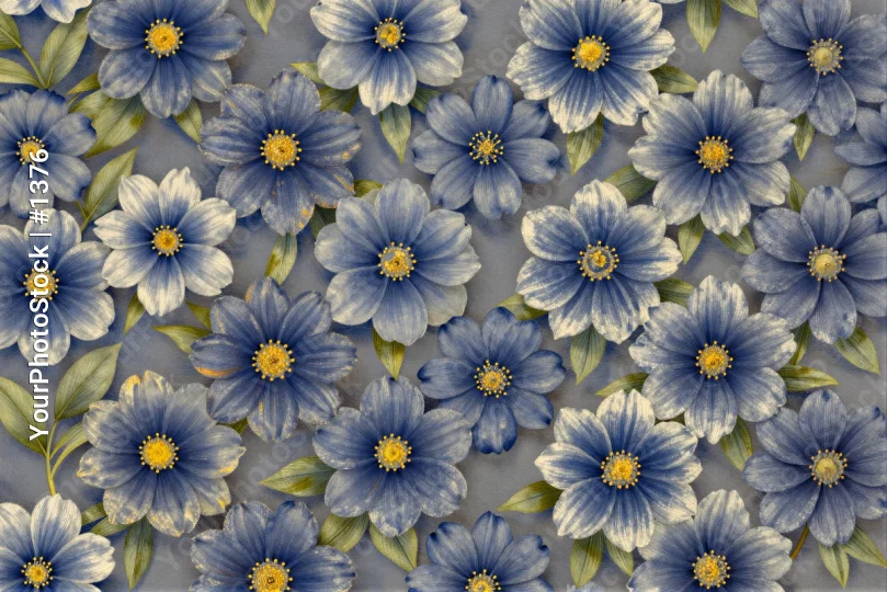 Blue Flowers with Yellow Centers Seamless Pattern