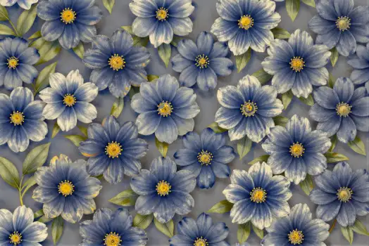 Blue Flowers with Yellow Centers Seamless Pattern