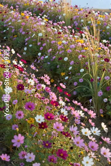 Colorful Flowers Field vibrant close-up wildflowers