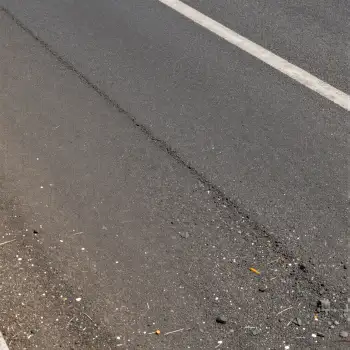 Cracked Road with White Line, Empty Scene debris