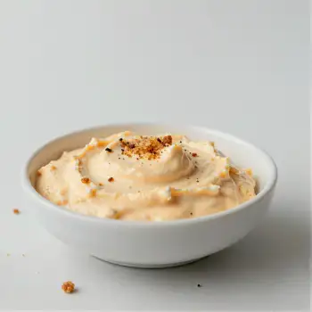 Creamy White Dip with Black Pepper Flakes in a Bowl