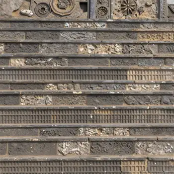 Weathered Stone Stairs with Intricate Carving