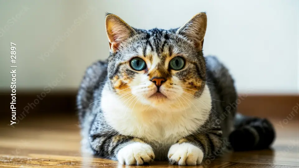 Adorable Cat on Floor look at camera