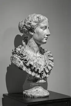 Classical Marble Bust of Woman, Serious Expression