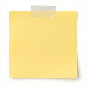 Yellow Sticky Note with Adhesive Strip on White Background