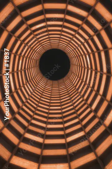 Close-up of Wooden Tunnel with Black Hole grid pattern