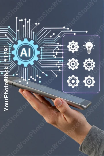 Hand Holding Tablet with AI Technology circuit board