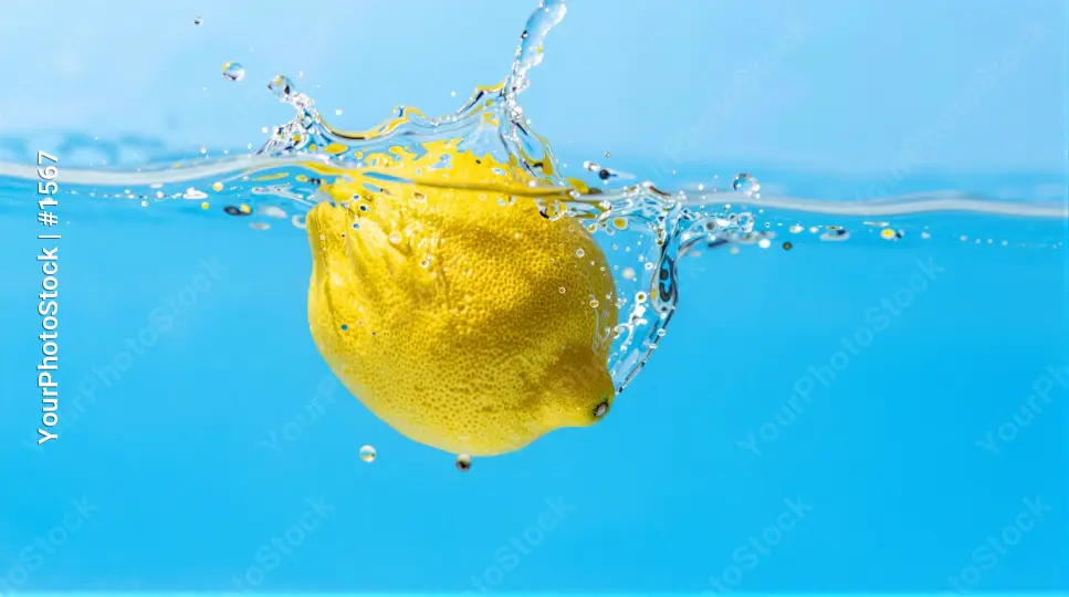 Falling Lemon in Water Splash splash effect falling fruit