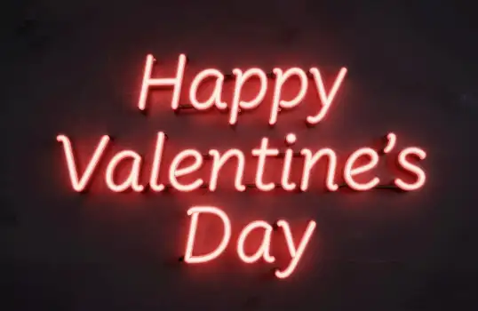 Neon Sign 'Happy Valentine's Day' - Romantic Holiday Greeting Decoration