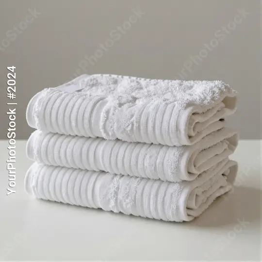 Neatly Folded White Towels Stack tidy texture hotel