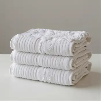 Neatly Folded White Towels Stack tidy texture hotel