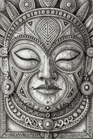 Peaceful Tribal Face Mask Illustration geometric pattern