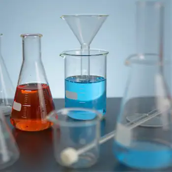Group of Laboratory Glassware on Lab Bench flask