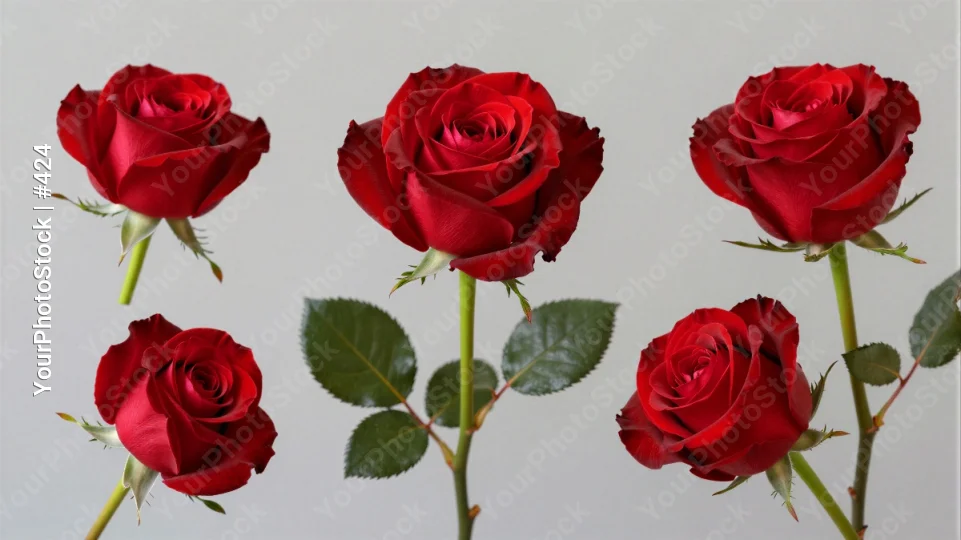 6 Red Roses Arrangement on White Background rose arrangement