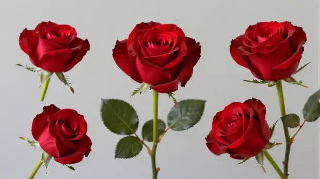6 Red Roses Arrangement on White Background rose arrangement