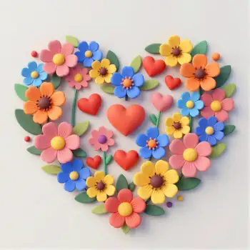 Heart-Shaped Paper Flowers Arrangement colorful