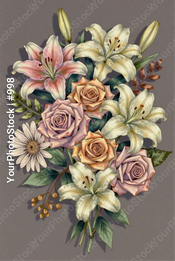 Elegant Bouquet of Flowers with Roses and Lilies