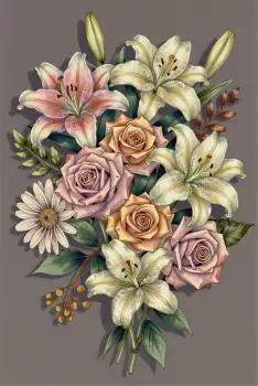 Elegant Bouquet of Flowers with Roses and Lilies