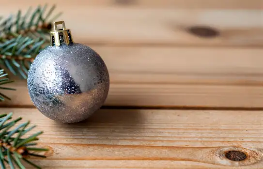 Rustic Christmas Ornament on Wooden Background