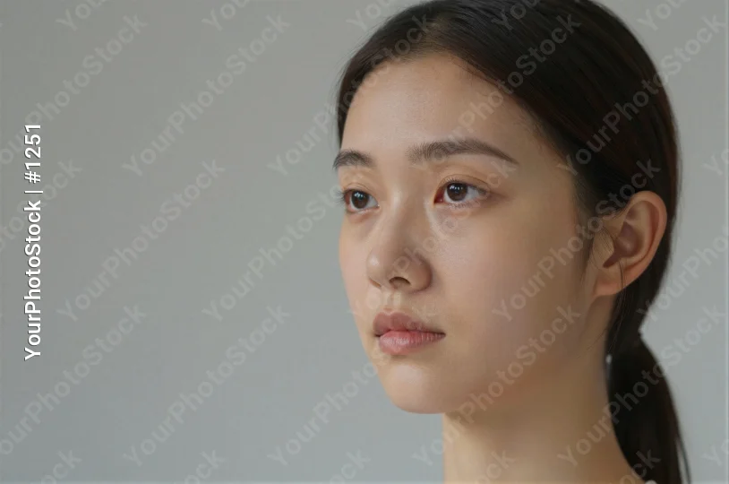 Young Asian Woman Deep in Thought serious expression