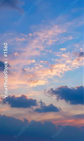 Serene Sunset Sky with Fluffy Clouds peaceful