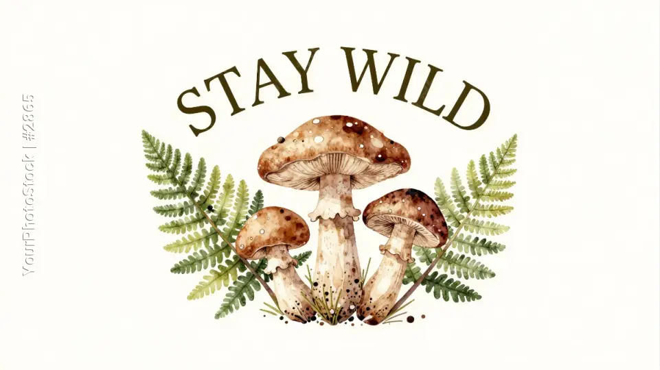 Stylish Mushroom Logo with the Word 'Stay Wild'