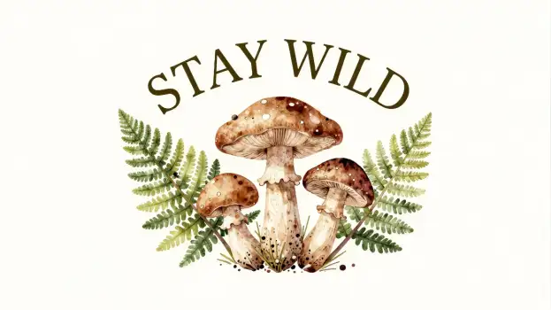 Stylish Mushroom Logo with the Word 'Stay Wild'