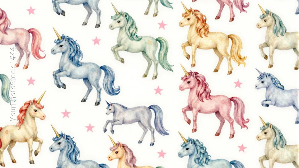 Multiple Unicorns in Vibrant Colors whimsical