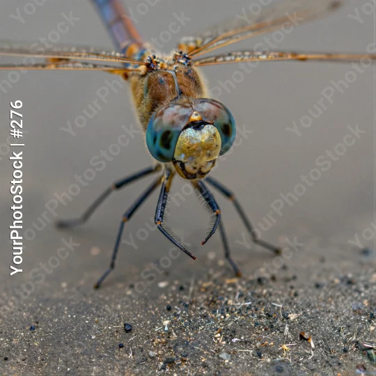 Close-up Dragonfly Head and Abdomen Facing Right
