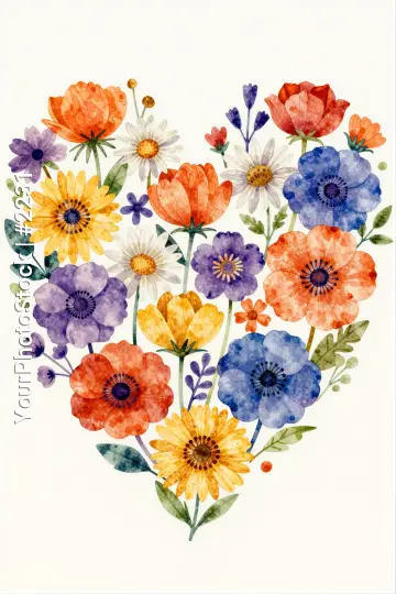 Colorful Heart-Shaped Flower Arrangement heart shape