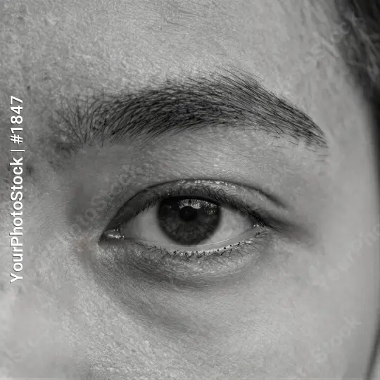 Close-up Black and White Eye with Iris and Pupil