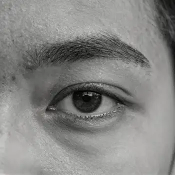 Close-up Black and White Eye with Iris and Pupil