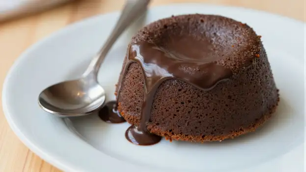 Moist Chocolate Cake on White Plate dark chocolate