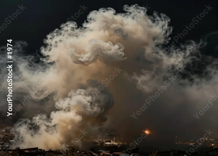 Dramatic Nighttime Smoke Over City sunset cloud
