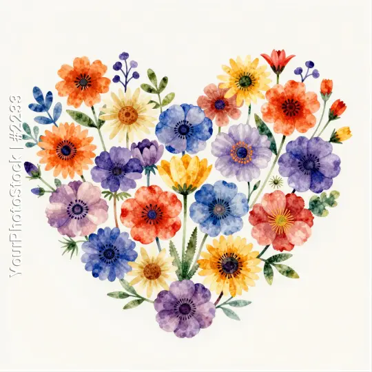 Heart-Shaped Flower Arrangement with Vibrant Colors