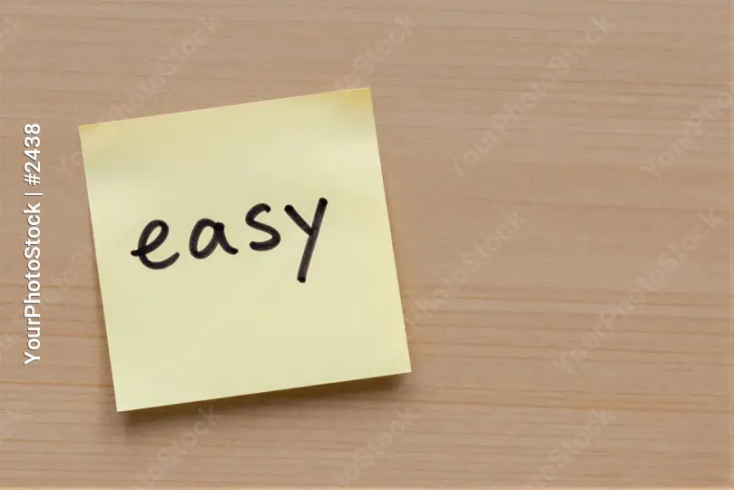 Simple Yellow Sticky Note with 'Easy' Cursive Text