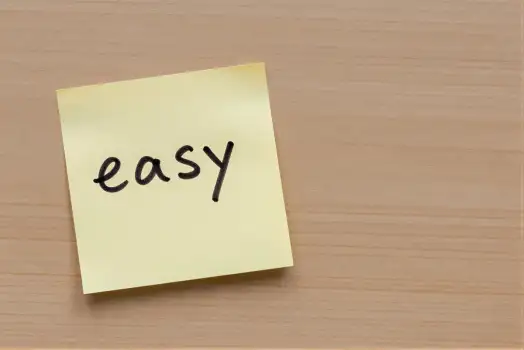 Simple Yellow Sticky Note with 'Easy' Cursive Text
