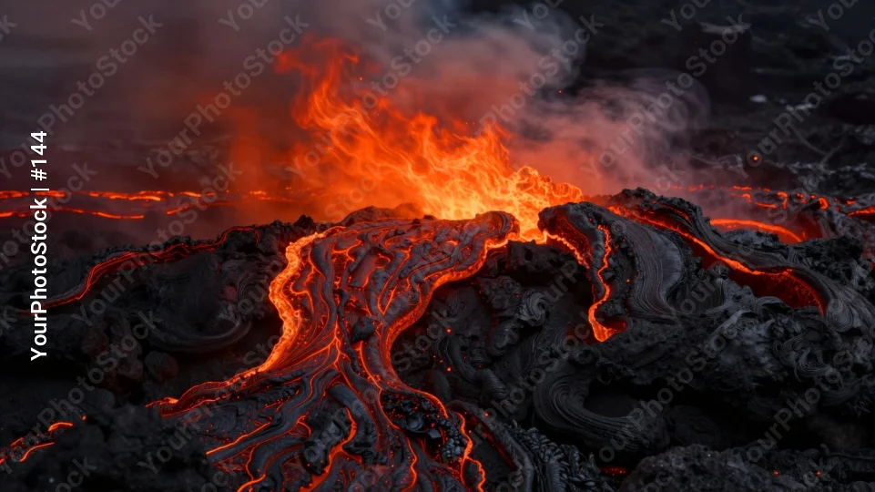 Volcano Lava Flow Close-Up rocky surface orange